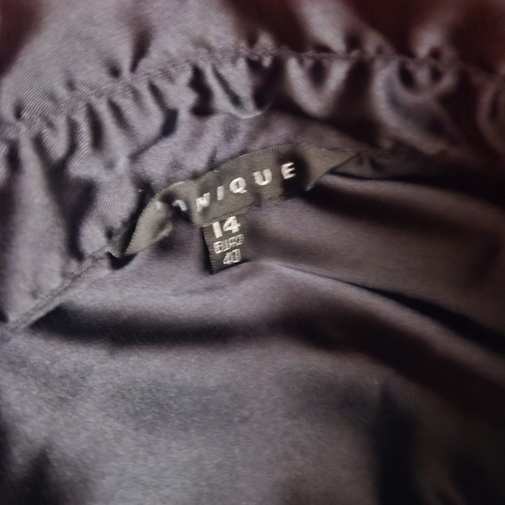 Black silk satin goth shirt - size 12 - Picture 5 of 9